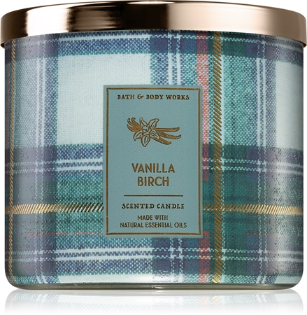 Bath & Body Works Vanilla Birch scented candle with essential oils