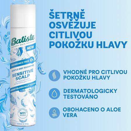 Batiste Sensitive suchý šampon pro citlivou pokožku hlavy