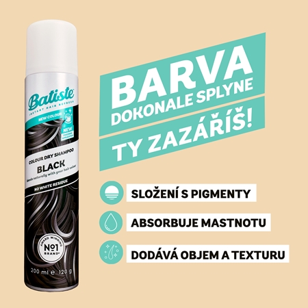 Batiste Colour Dry Shampoo Black suchý šampón pre tmavé vlasy