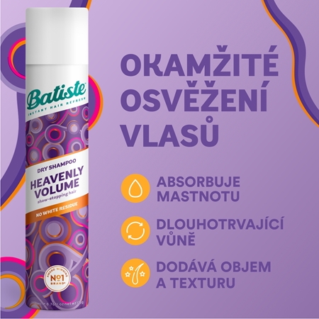 Batiste Heavenly Volume сухий шампунь для об'єму та блиску