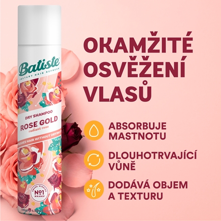 Batiste Rose Gold sampon uscat pentru a absorbi excesul de sebum