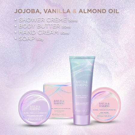 Baylis & Harding Jojoba, Vanilla & Almond Oil coffret cadeau boîte métallique