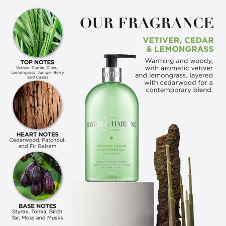 Baylis & Harding Vetiver, Cedar & Lemongrass Anti-Bacterial nestemäinen käsisaippua