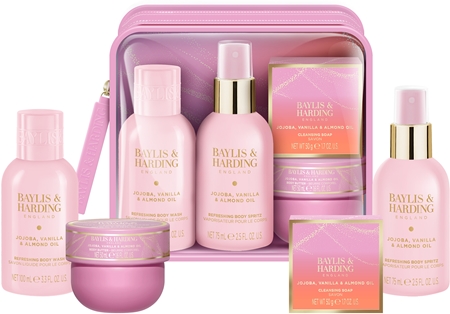 Baylis & Harding Jojoba, Vanilla & Almond Oil Geschenkset unterwegs