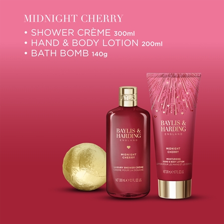 Baylis & Harding Midnight Cherry Gift Set in a heart shape