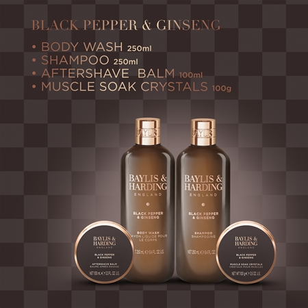Baylis & Harding Black Pepper & Ginseng lote de regalo para la bañera para hombre