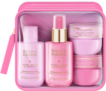 Baylis & Harding Jojoba, Vanilla & Almond Oil Geschenkset unterwegs