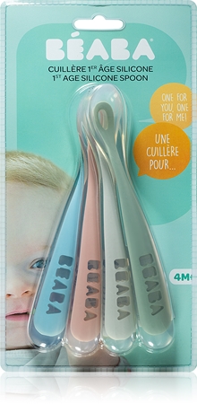 Beaba Silicone Spoon Set of 4 ergonomic silicone spoons cuchara