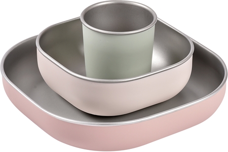 Beaba Stainless Steel Meal Set dinnerware set Cotton Candy 4m+