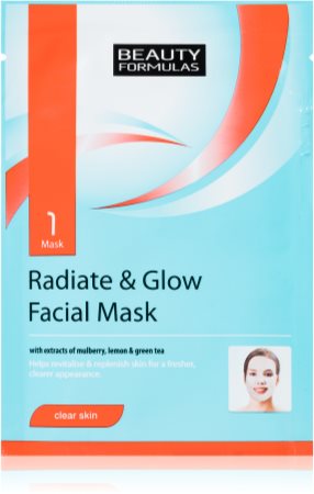 Beauty Formulas Clear Skin Radiate & Glow máscara facial radiance regenera a pele