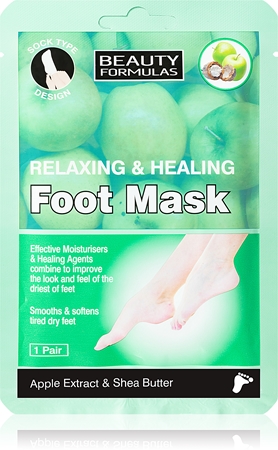 Beauty Formulas Relaxing & Healing regenerierende Maske für die Füße in Sockenform