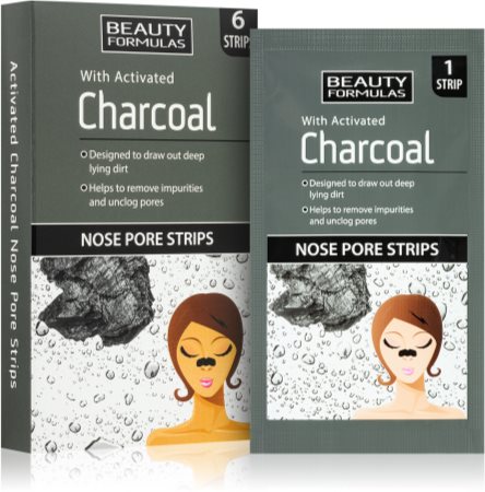 Beauty Formulas Charcoal adesivo de limpeza dos poros de obstrução do nariz
