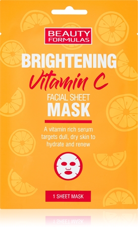 Beauty Formulas Vitamin C Izgaismojoša auduma sejas maska ar C vitamīnu