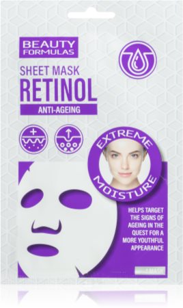 Beauty Formulas Retinol Auduma sejas maska ar pretnovecošanās efektu
