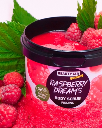 Beauty Jar Yummy Raspberry Dreams gel de dus exfoliant pentru fermitate