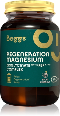 Beggs Regeneration Magnesium Bisglycinate + P5P Complex kapsle pro podporu normální činnosti nervové soustavy, svalů, zubů a snížení míry únavy