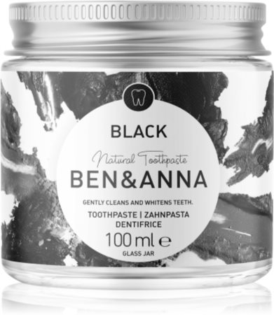 BEN&ANNA Natural Toothpaste Black tandpasta in een glazen pot met actieve koolstof
