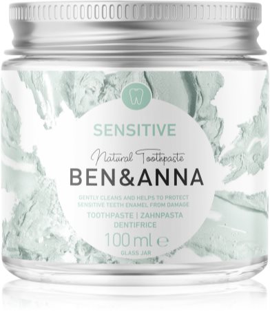 BEN&ANNA Natural Toothpaste Sensitive tandpasta in een glazen pot voor Gevoelige Tanden