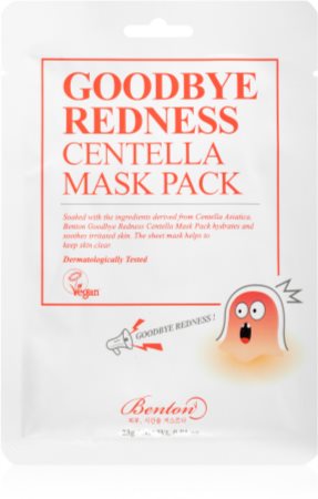 Benton Goodbye Redness Centella Máscara em folha com efeito calmante para pele problemática, acne