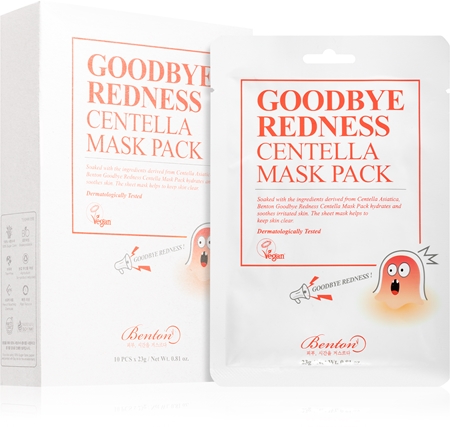 Benton Goodbye Redness Centella Máscara em folha com efeito calmante para pele problemática, acne