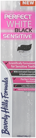 Beverly Hills Formula Perfect White Black Sensitive balinamoji dantų pasta su aktyvintosiomis anglimis jautriems dantims