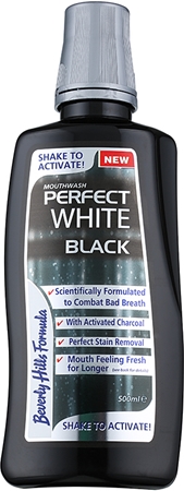 Beverly Hills Formula Perfect White Black bleichendes Mundwasser mit Aktivkohle für frischen Atem