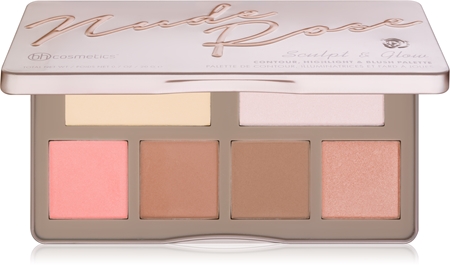 BH Cosmetics Nude Rose Sculpt & Glow kontúrovacia paletka na tvár