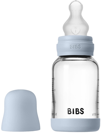 BIBS Baby Glass Bottle Silicone anti-colic bottle with a silicone spout