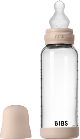 BIBS Baby Glass Bottle Silicone anti-colic bottle with a silicone spout