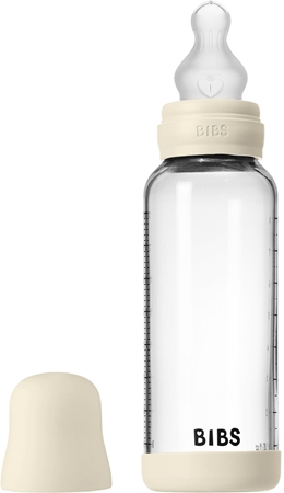 BIBS Baby Glass Bottle Silicone anti-colic bottle with a silicone spout