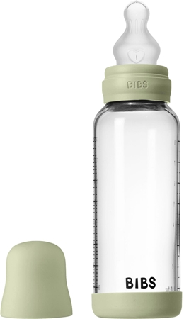 BIBS Baby Glass Bottle Silicone anti-colic bottle with a silicone spout