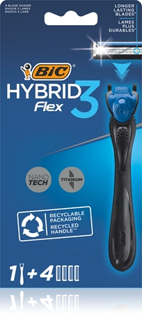 BIC FLEX3 Hybrid Skuveklis + papildu asmeņi, 4 gab.