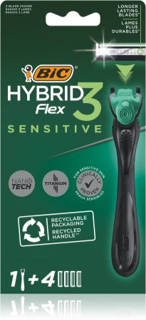 BIC FLEX3 Hybrid Sensitive aparelho de barbear recarga de cabeça do massajador