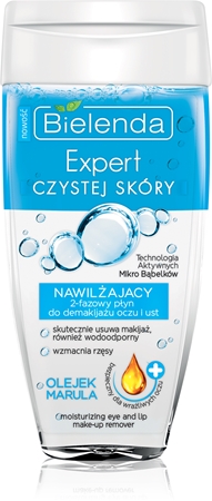Bielenda Expert Pure Skin Moisturizing removedor de maquilhagem bifásico para contornos dos olhos e lábios