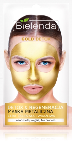 Bielenda Metallic Masks Gold Detox maschera rigenerante e detossinante per pelli mature