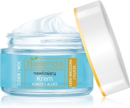 Bielenda Hydra Care Coconut & Aloe lekki, żelowy krem nawilżający do skóry tłustej i mieszanej