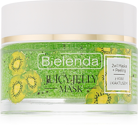 Bielenda Juicy Jelly Kiwi & Cactus maska oczyszczająca z peelingiem 2 w 1