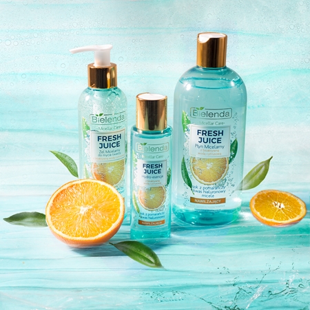 Bielenda Fresh Juice Orange mizellares Reinigungsgel mit feuchtigkeitsspendender Wirkung
