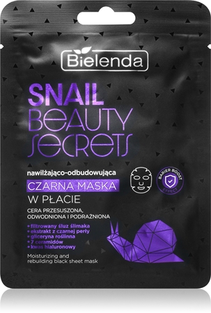 Bielenda Snail Beauty Secrets masque hydratant en tissu pour peaux sèches et irritées