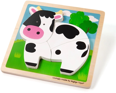 Bigjigs Toys Chunky Lift-Out Puzzle Cow activity puzzle toy wooden