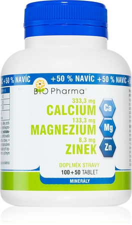 Bio Pharma Kalcium + magnesium + zinek tablety pro normální funkci imunitního systému, stavu kostí a činnosti svalů