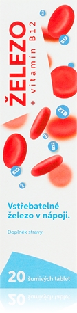 RosenPharma Želazo + B12 šumivé tablety na podporu krvotvorby