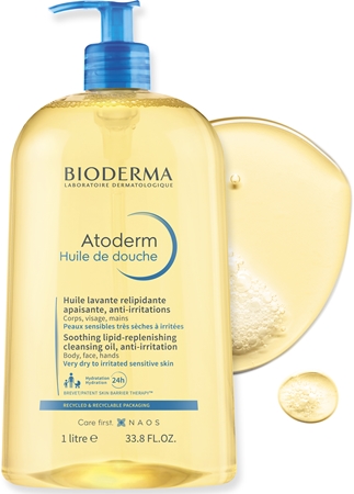 Bioderma Atoderm Shower Oil visoko hranilno pomirjajoče olje za prhanje za suho in razdraženo kožo