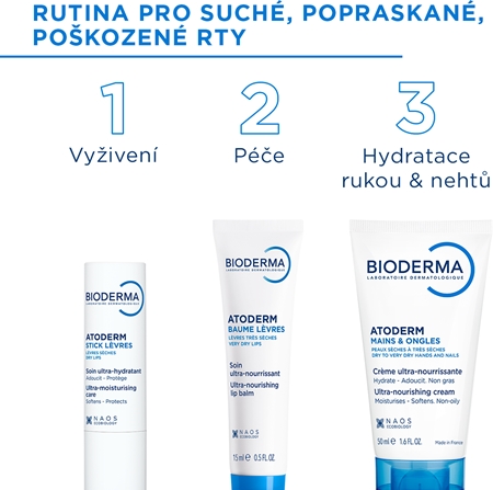Bioderma Atoderm Balzám na rty obnovující balzám pro suché rty