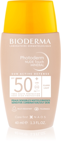Bioderma Photoderm Nude Touch Getöntes Schutzfluid für gemischte bis fettige Haut SPF 50+