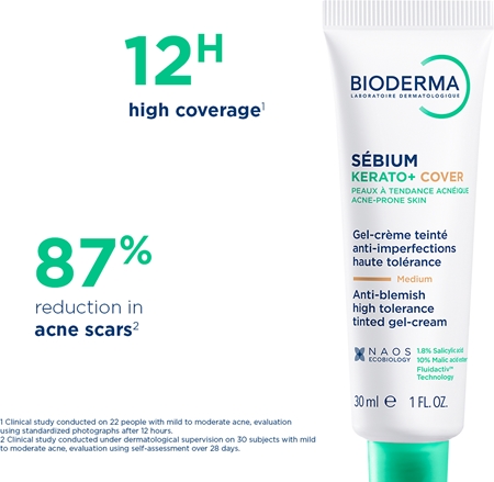Bioderma Sébium Kerato+ Cover Mattifying Tinted Moisturiser against imperfections in acne-prone skin