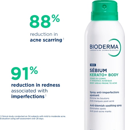Bioderma Sébium Kerato+ Body Bodyspray gegen Akne, Rötungen und Aknenarben