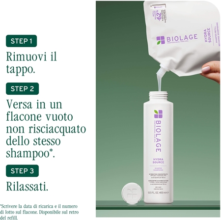 Biolage Essentials HydraSource Refill shampoo per capelli secchi