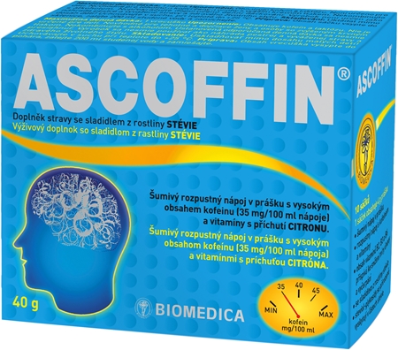 Biomedica Ascoffin prášok pre perorálny roztok na udržanie energie a kognitívnej výkonnosti