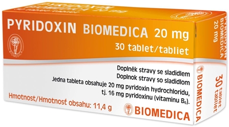 Biomedica Pyridoxin 20mg tablety pro podporu činnosti nervové soustavy